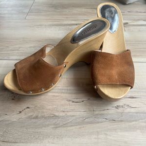 Michael Kors tan suede wedge/heels, size 11